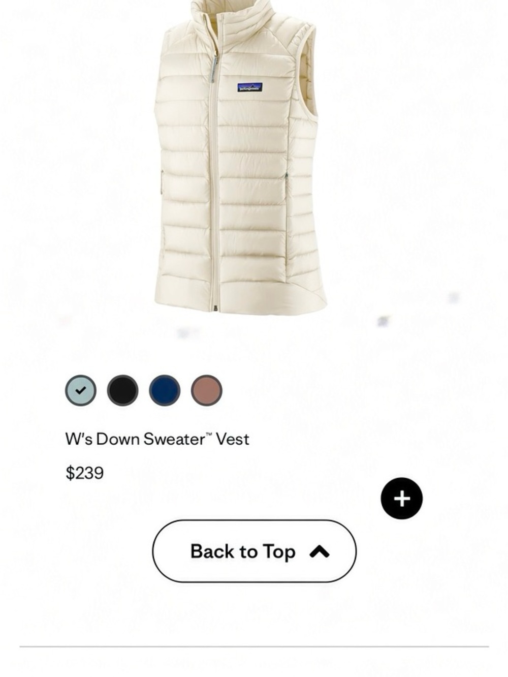 Patagonia XL Women's Down Sweater Vest - Birch White